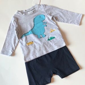 Long sleeves baby T-shirt dinosaur with shorts